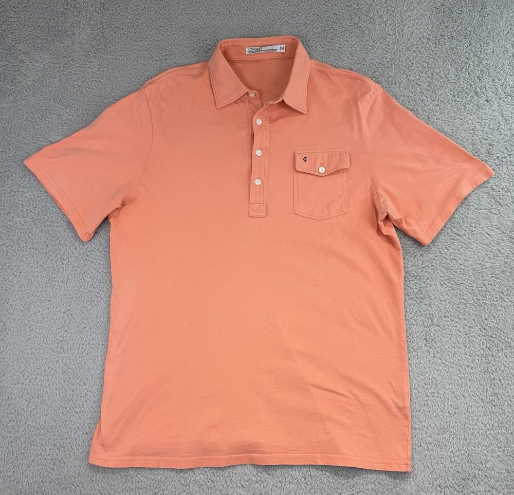 Criquet Organic Cotton Orange Short Sleeve Polo Men's Large